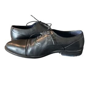 Johnston & Murphy Mens Size 13 Stockton Bal Cap Toe Black Leather Dress Shoes